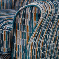 Miramar Blue & Ochre Patterned Velvet Fabric Accent Swivel Chair -Housing Units Shop de786553000c36fdf0f2c7232dad403a