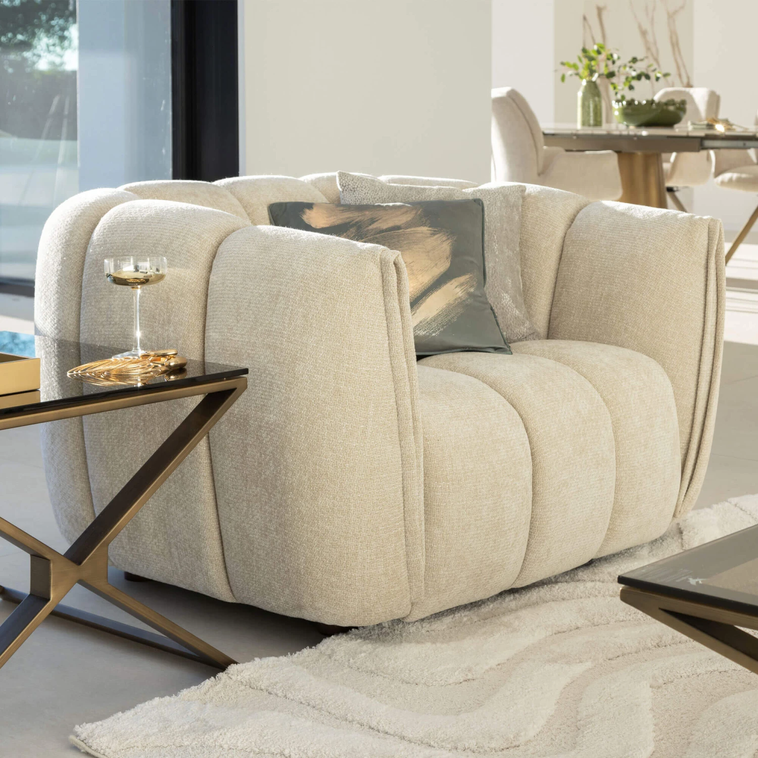 Claudia Cream Fabric Armchair 3 Claudia Cream Fabric Armchair