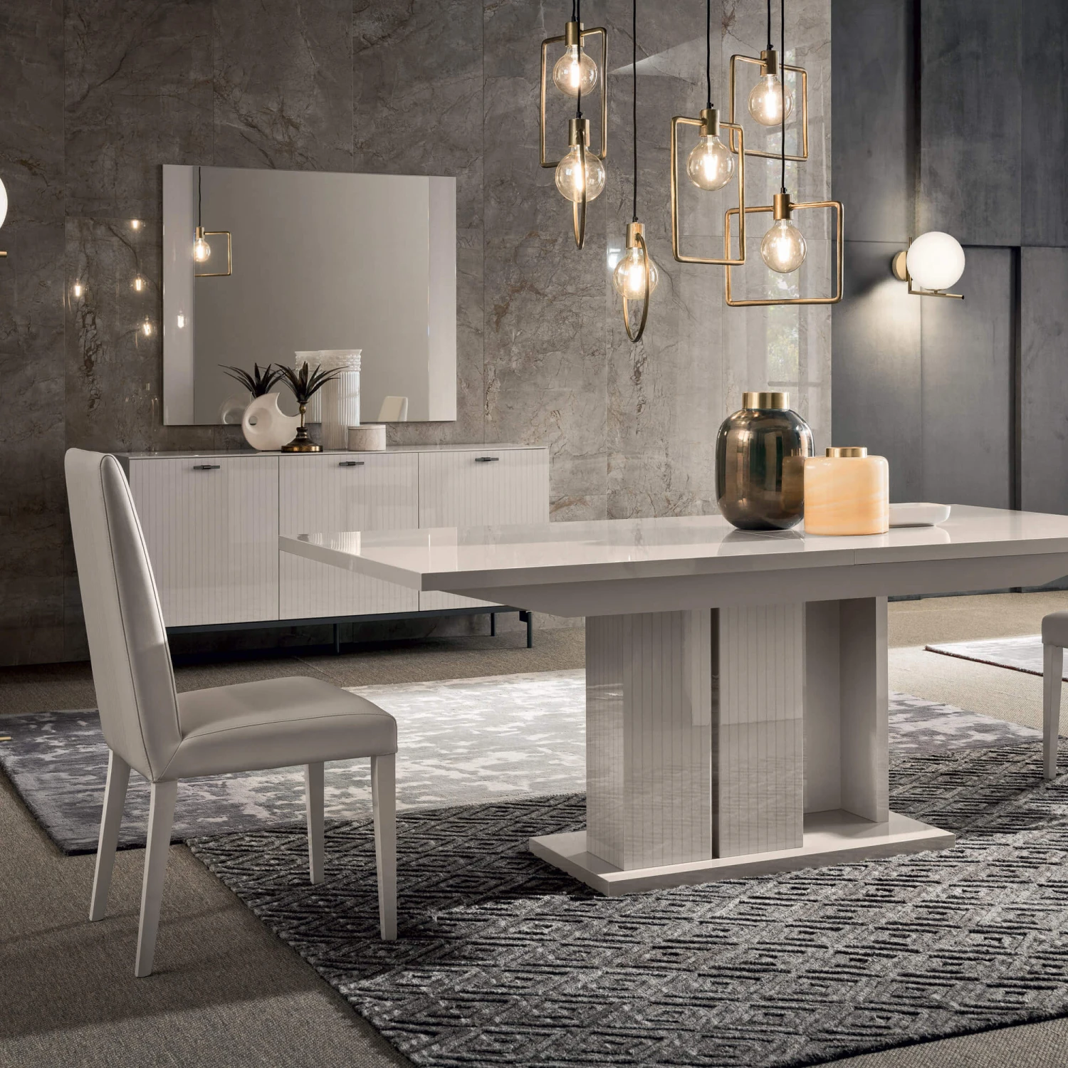 Caren High Gloss Pearl Line 214cm 3 Door Sideboard 8 Caren High Gloss Pearl Line 214cm 3 Door Sideboard - Image 6