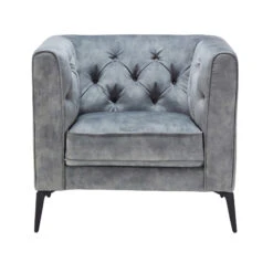 Clarence Steel Grey Fabric Armchair