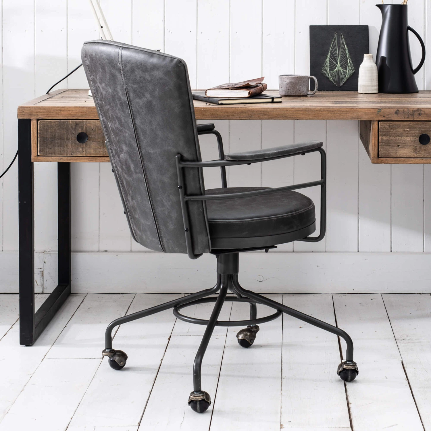 Casey Grey Faux Leather Office Chair 2 Casey Grey Faux Leather Office Chair