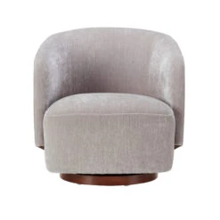Elliot Swivel Armchair In Granite Amigo Light Grey Fabric