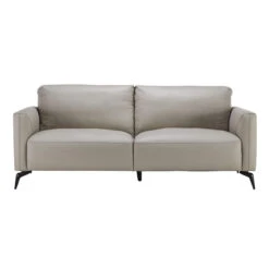 Lariano Light Grey Leather 3 Seater Sofa