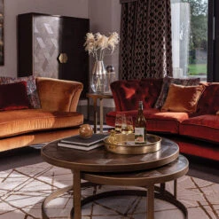 Olivia James Hemingway Mahogany Oak & Gold Nest Of 2 Coffee Tables -Housing Units Shop e94c889148f38652bc5bdb35753cfd9d