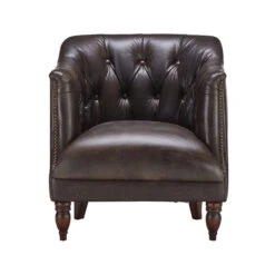 At The Helm Henson Dark Brown Leather Accent Chair