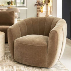 Lara Brown Fabric Swivel Chair