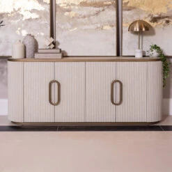 Serenity White Reeded 4 Door Sideboard