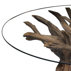 Java Reclaimed Teak 130cm Round Dining Table & 4 Toby Brown Faux Leather Chairs -Housing Units Shop ee7136da75d1ed6aab4679027cfce0a9