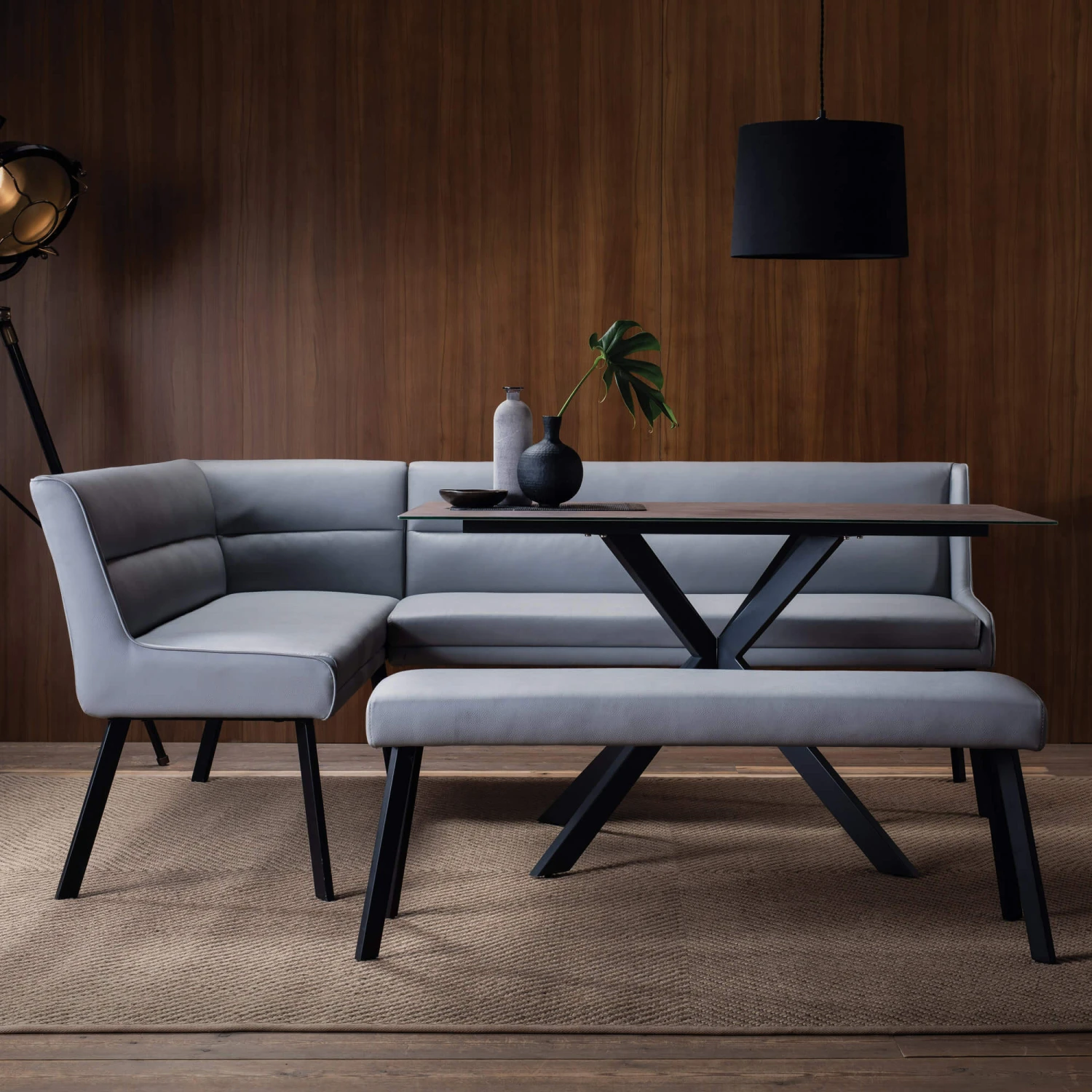 Deco 135cm Dark Grey Ceramic-Effect Glass Dining Table 4 Deco 135cm Dark Grey Ceramic-Effect Glass Dining Table - Image 2