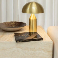 Marius Faux Travertine Side Table -Housing Units Shop f2e04db8fe256392a37f311ec3e03f8f