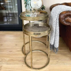 Libra Vienna Atlas Set Of 2 Side Tables In Antique Gold -Housing Units Shop f31d9e447ac82e3b417871348d0b4bde