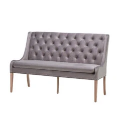 Jacob 160cm Light Grey Velvet Button Back Bench