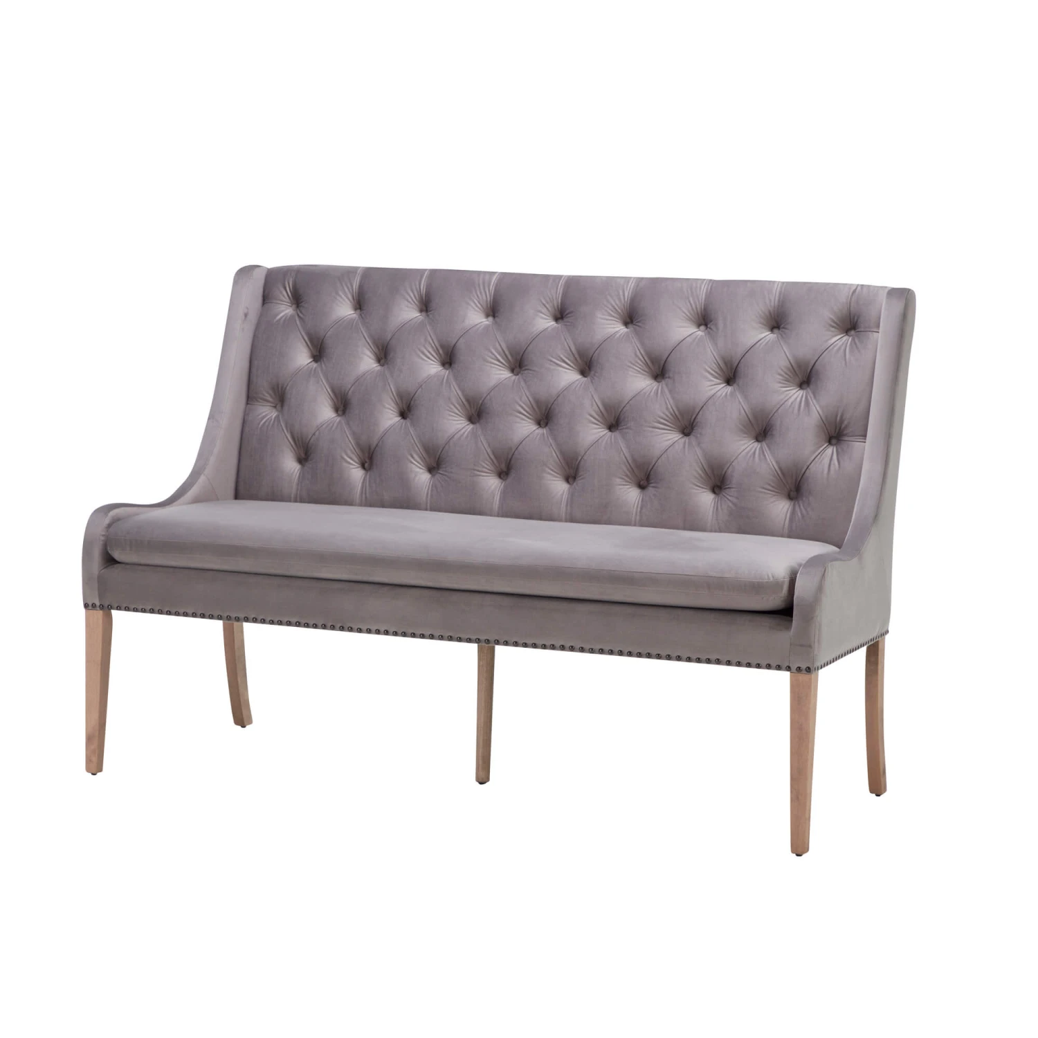 Jacob 160cm Light Grey Velvet Button Back Bench 3 Jacob 160cm Light Grey Velvet Button Back Bench
