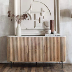 Rochelle Mango Wood & Marble Wide Sideboard
