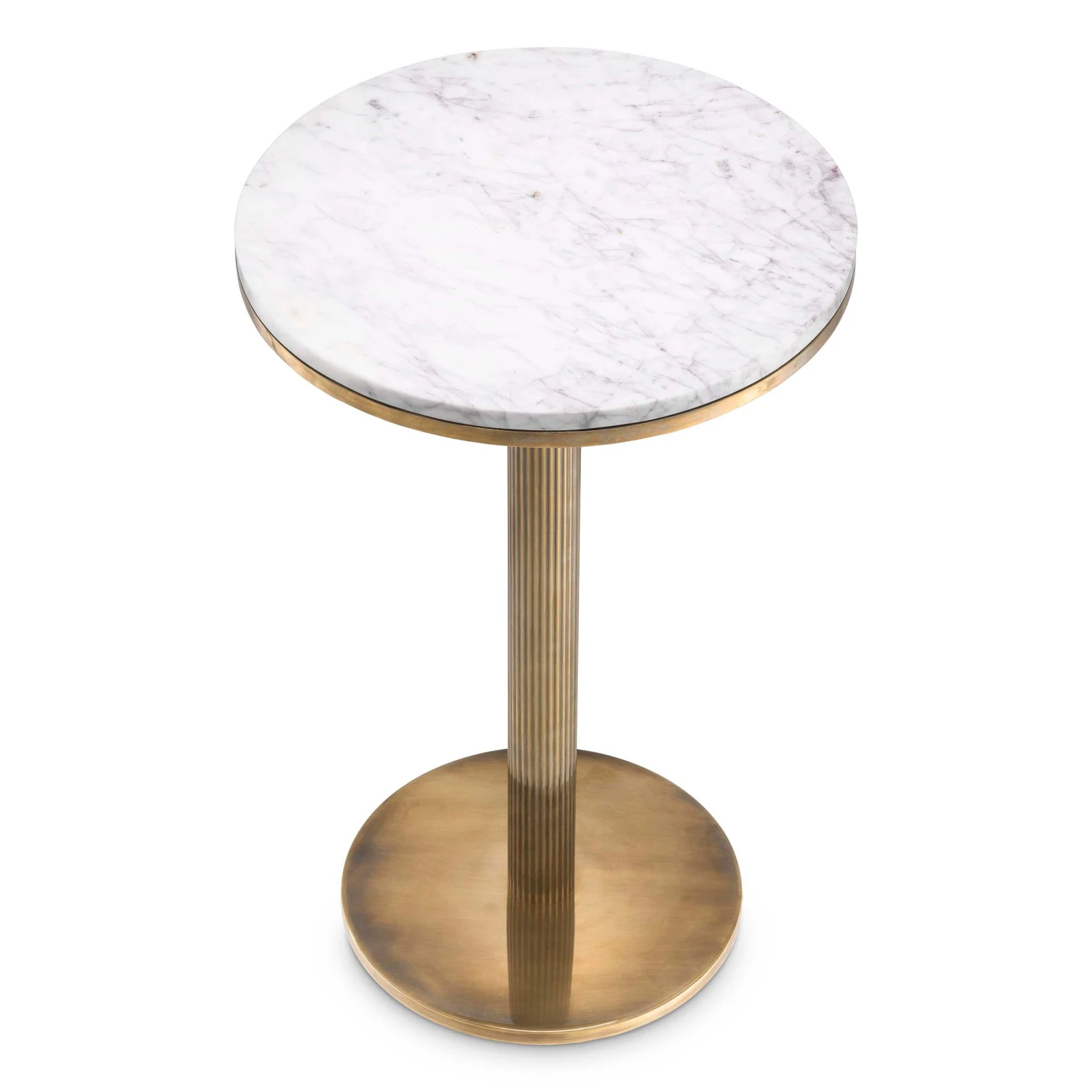 Eichholtz Tavolara White Marble And Vintage Brass Side Table 4 Eichholtz Tavolara White Marble And Vintage Brass Side Table - Image 2