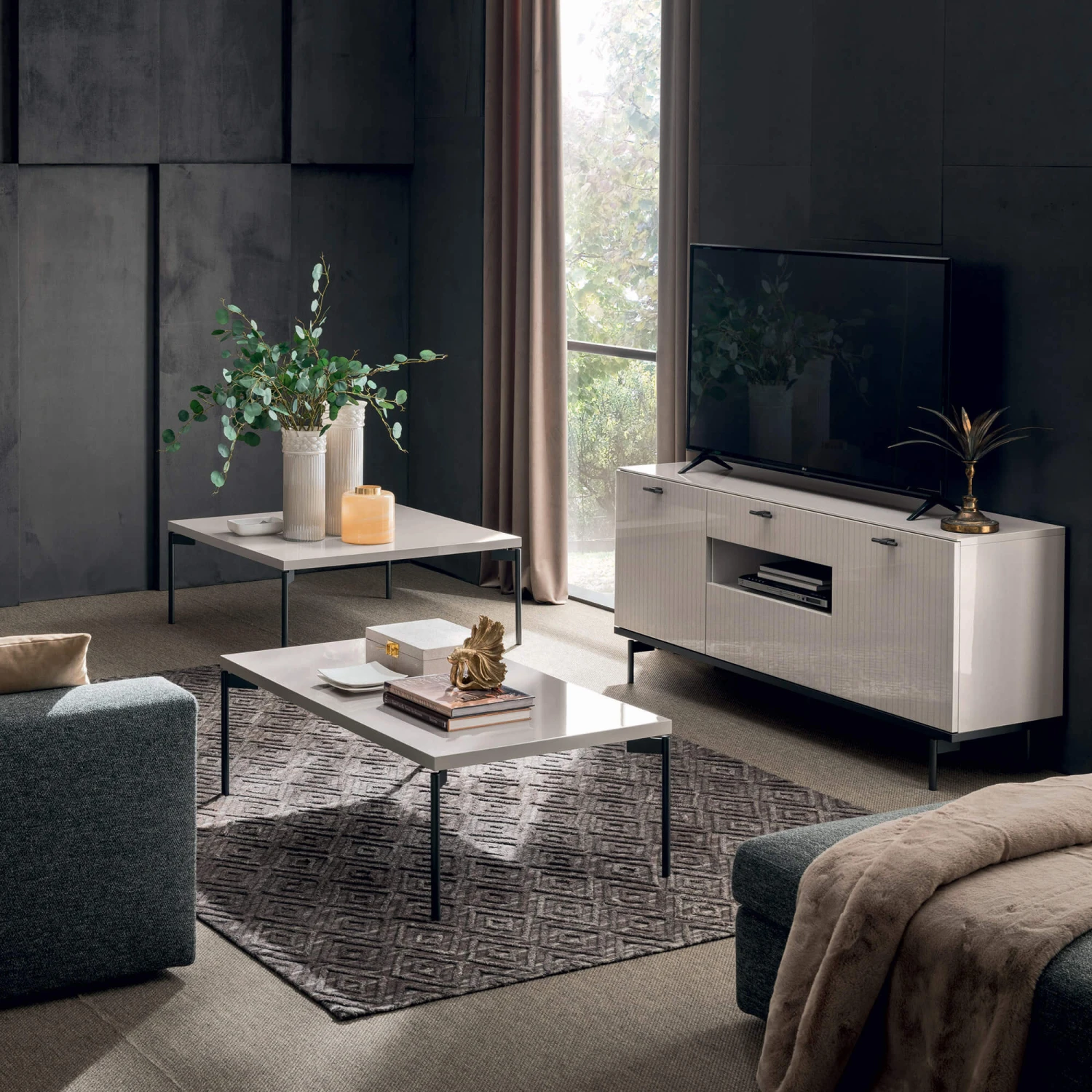 Caren High Gloss Pearl Line Rectangular Coffee Table 5 Caren High Gloss Pearl Line Rectangular Coffee Table - Image 3