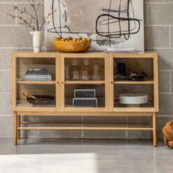 Aarhus Natural Oak And Glass Sideboard
