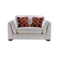 Mackenzie Ivory Chevron Textured Fabric Cuddler Sofa