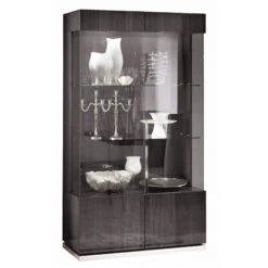 Monza Koto Grey High Gloss 2 Door Display Cabinet