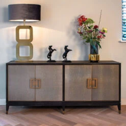 Stellar 4 Door Grey Shagreen Sideboard