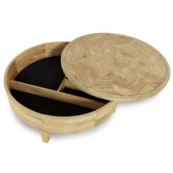 Savannah Round Coffee Table With Storage Reclaimed Oak