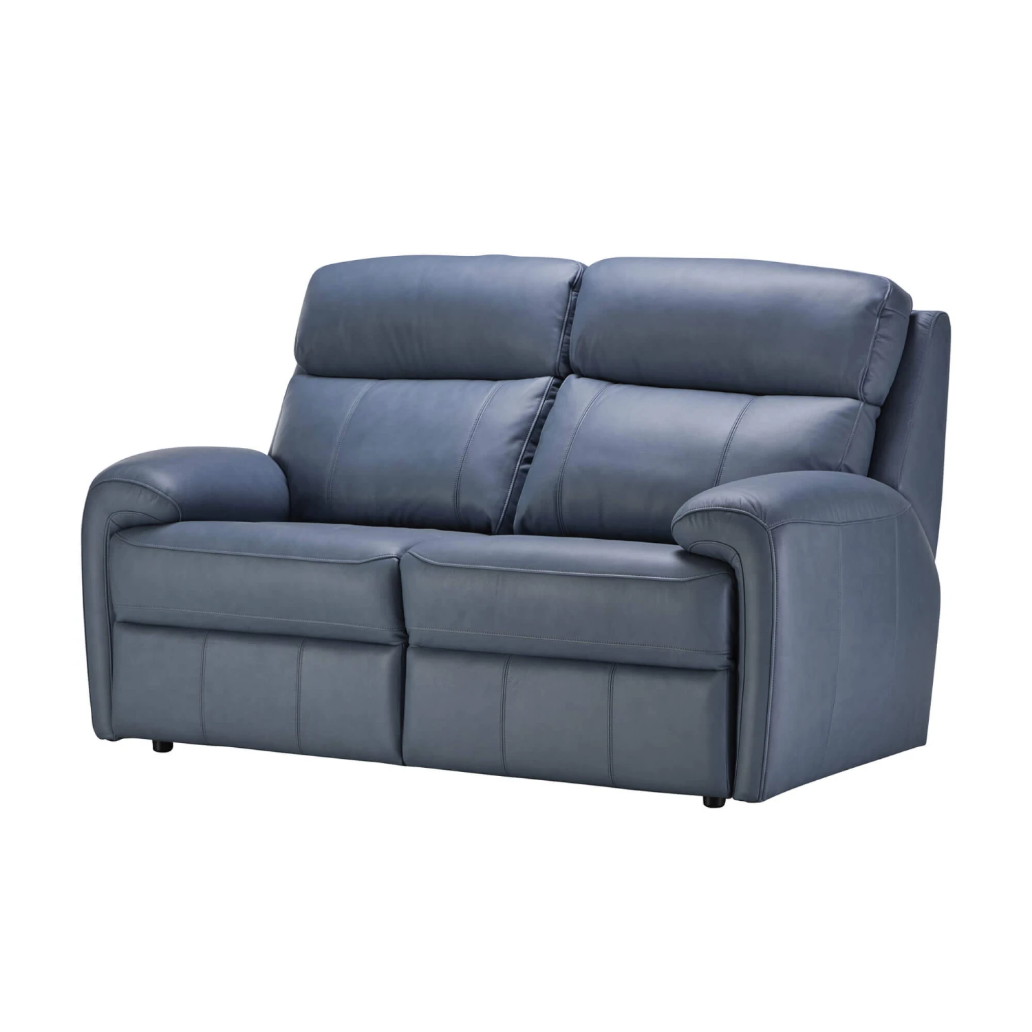G Plan Hardy Blue Leather 2 Seater Fixed Sofa 4 G Plan Hardy Blue Leather 2 Seater Fixed Sofa - Image 2